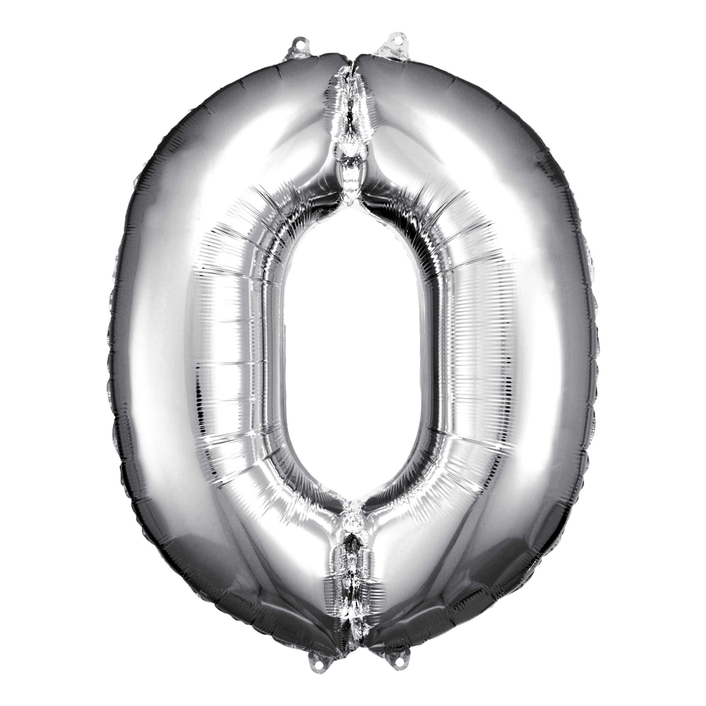 Amscan Sifferballong Silver Metallic Siffra 0