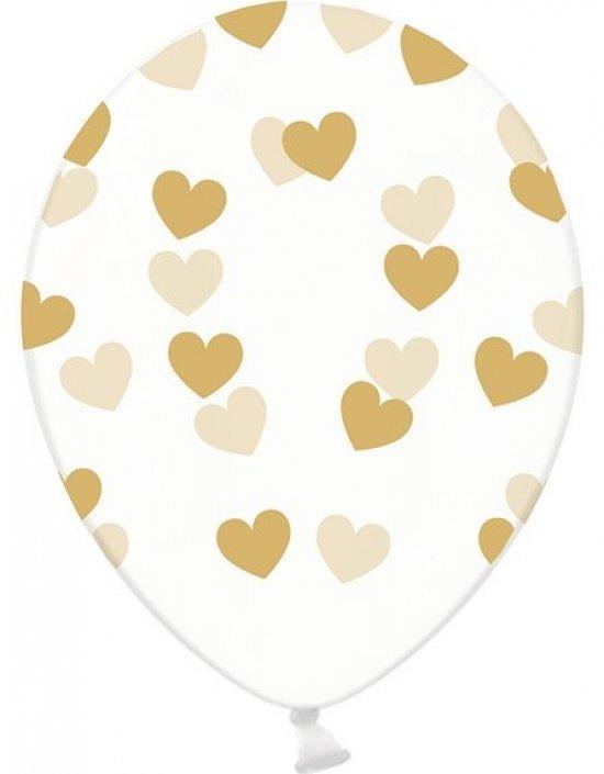 PartyDeco Balloner med Hjerter, Guld