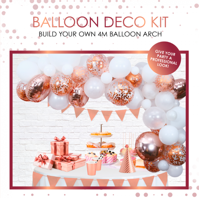 Ballong Båge rosegold-vit
