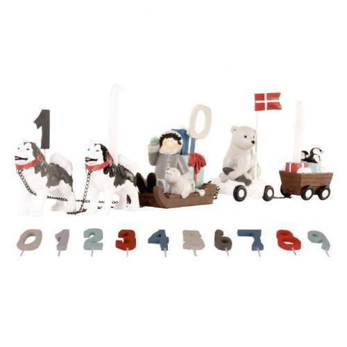Kids by Friis Birthday Trains Dog sled with 11 Numbers & 2 Flags
