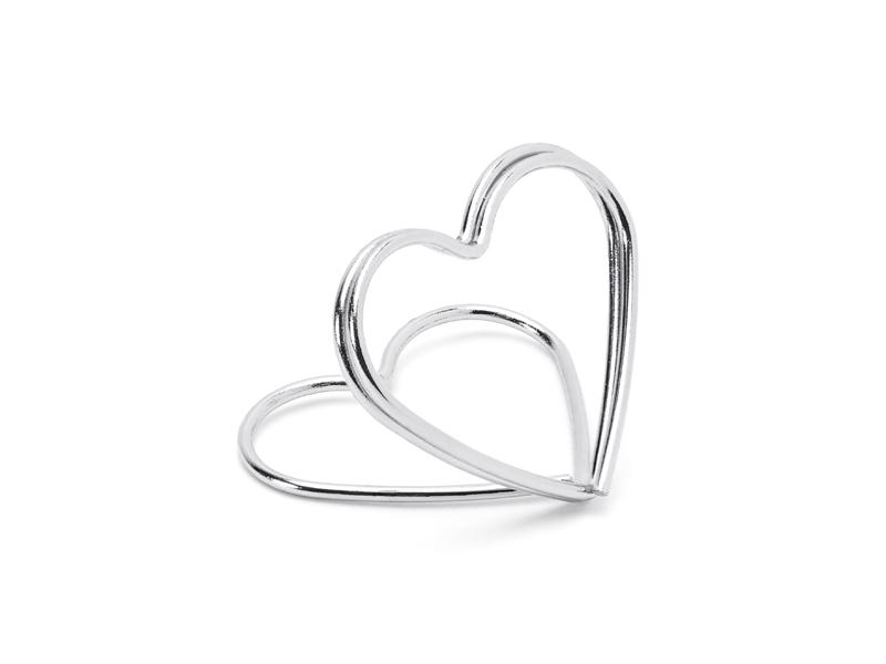 PartyDeco Table Decorations Place Card Holders Hearts Silver 10-pack