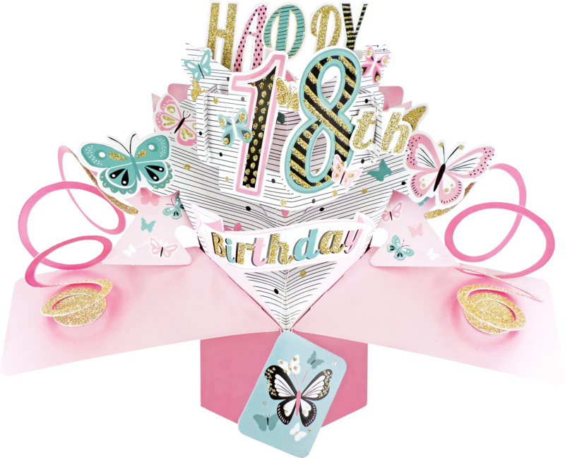 Second Nature Pop Ups Table Decorations 18th Birthday Butterflies Card