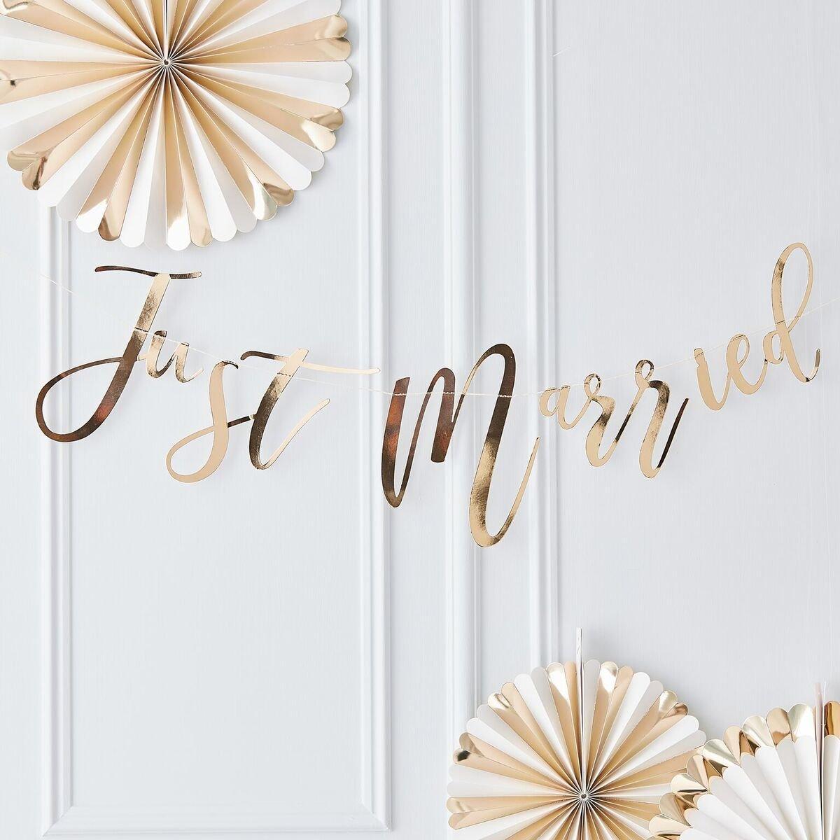 Ginger Ray Backdrop Just Married Guld