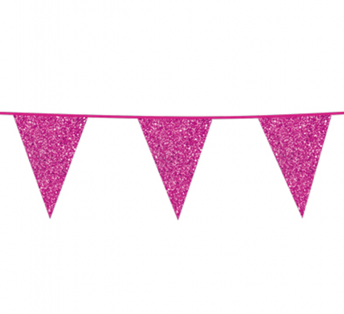 Flaggirlang Hot Pink Glitter 600 cm
