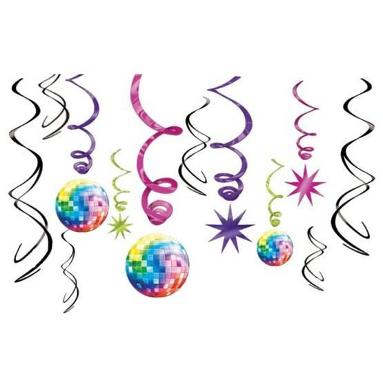 Amscan Swirl Decorations Disco Fever 70's 12-pack