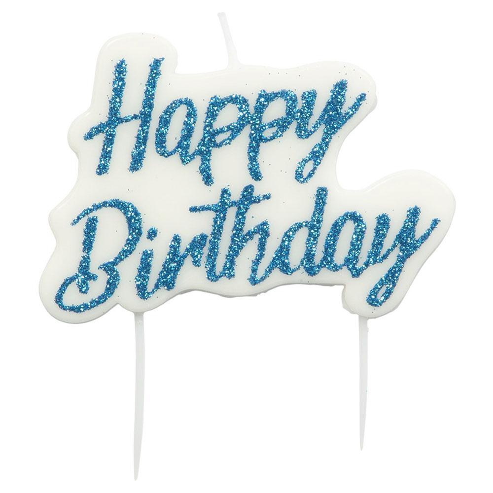Tårtljus Happy Birthday blå