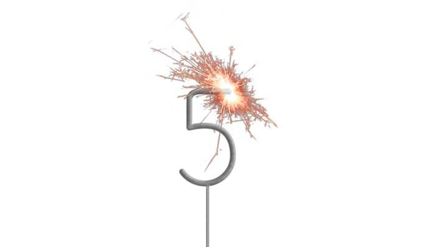 Folat Sparkler Number 5 Silver