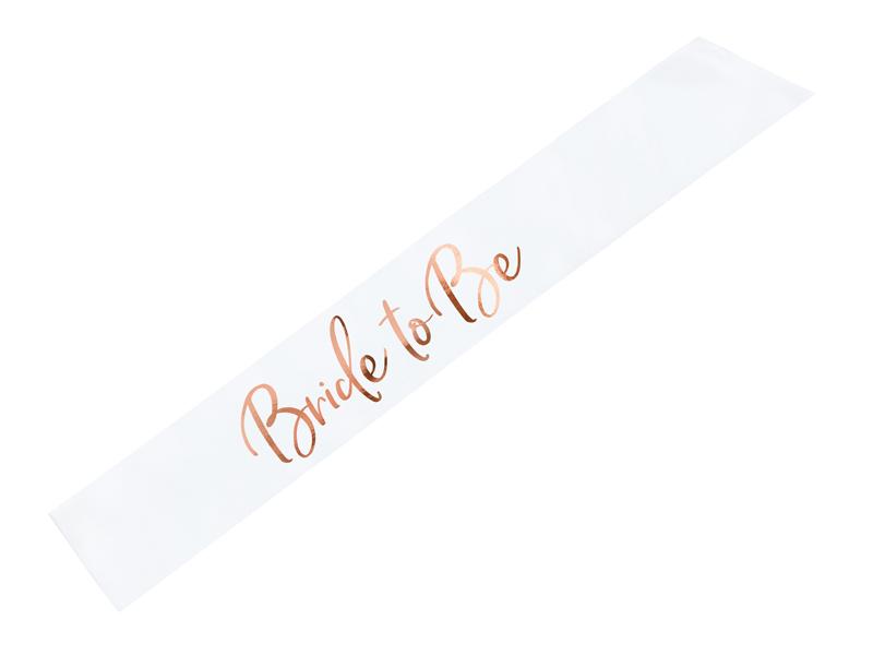 PartyDeco Sash Bride to Be White/Gold (SWP6-008)