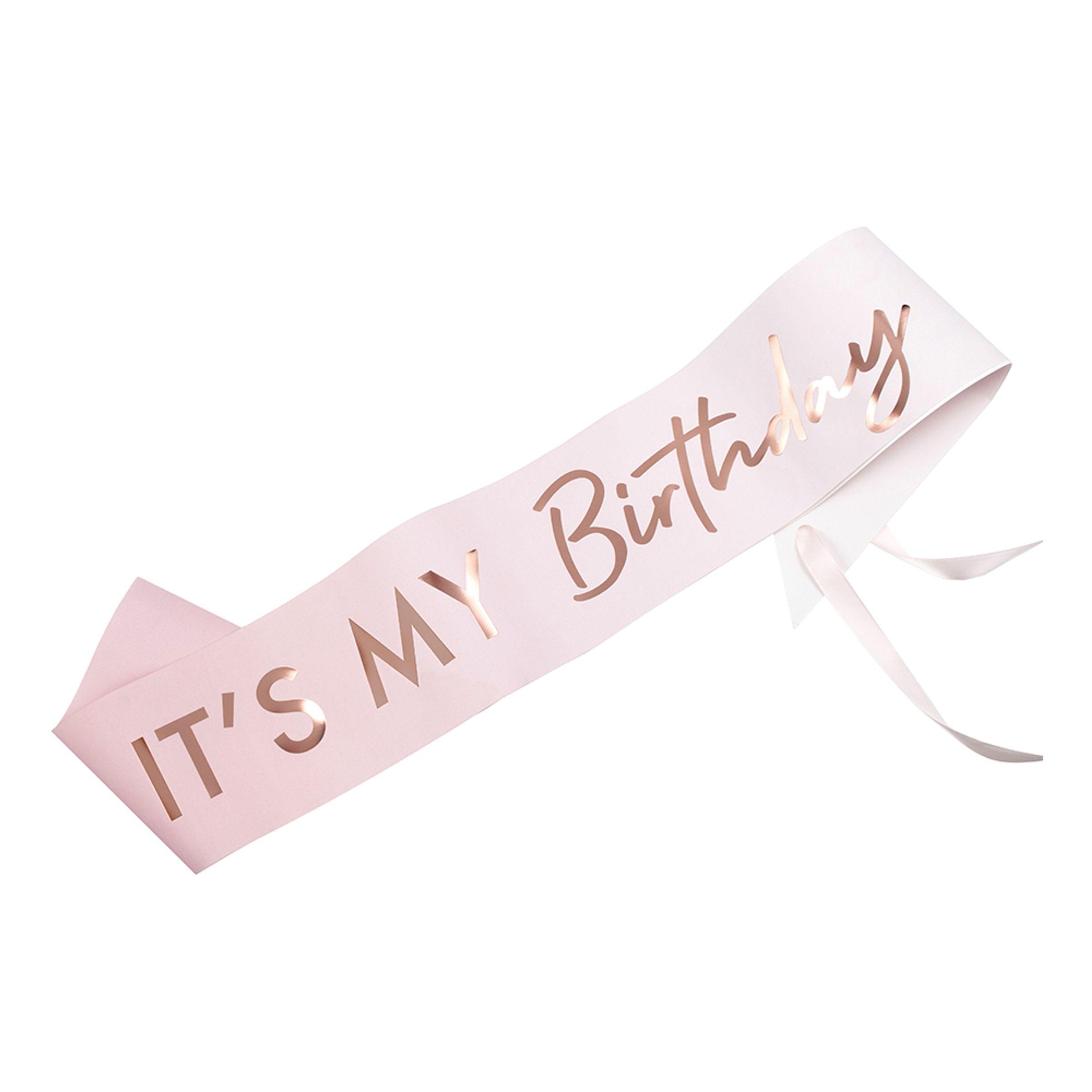 Ginger Ray Ordensband It's My Birthday Roséguld/Rosa 1-pack