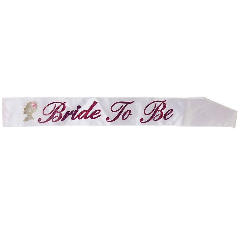 Hisab Joker Sash Bride To Be White/Pink