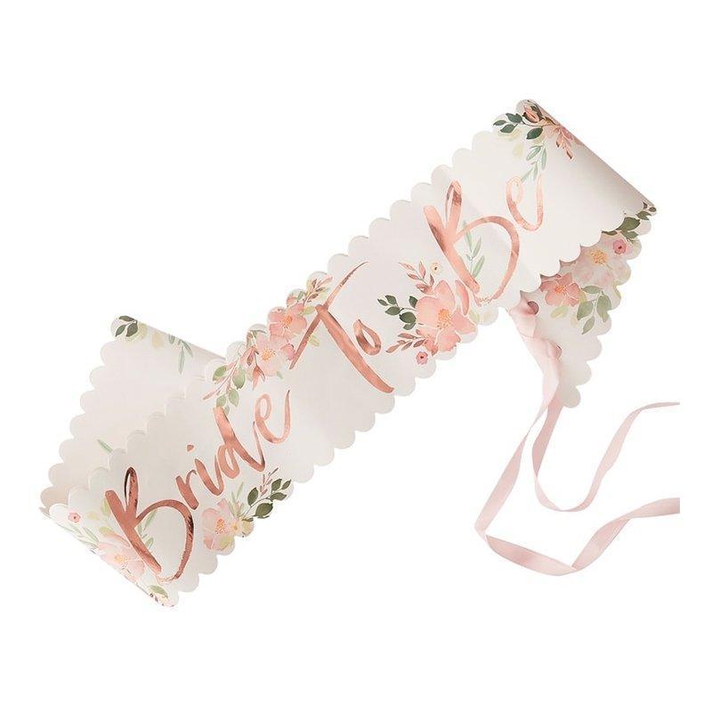 Ginger Ray Sashes Floral Bride To Be Rose Gold