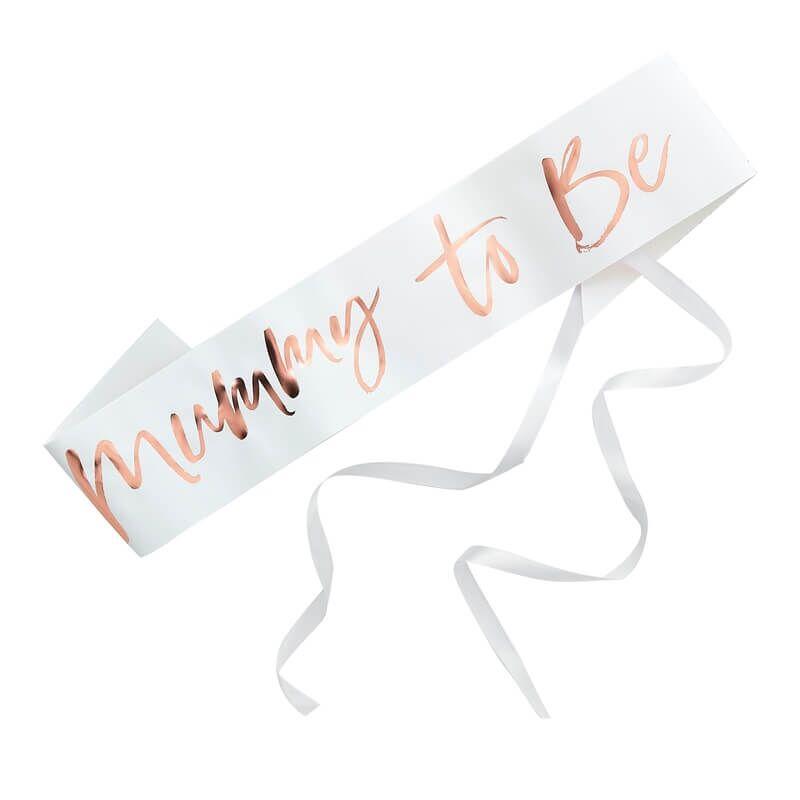 Ginger Ray Sash Mummy to Be White/Rose Gold