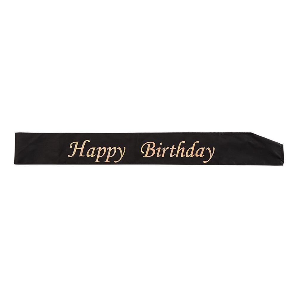 Ordensband Happy Birthday Guld/Svart