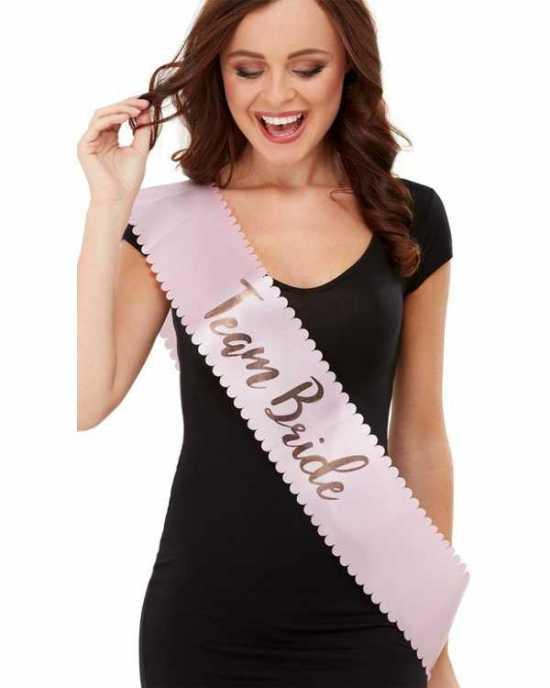 Smiffys Sash Team Bride Pink/Gold (29189)