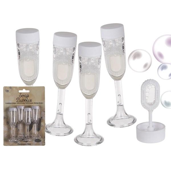 Champagne Glass Soap Bubbles 4-pack