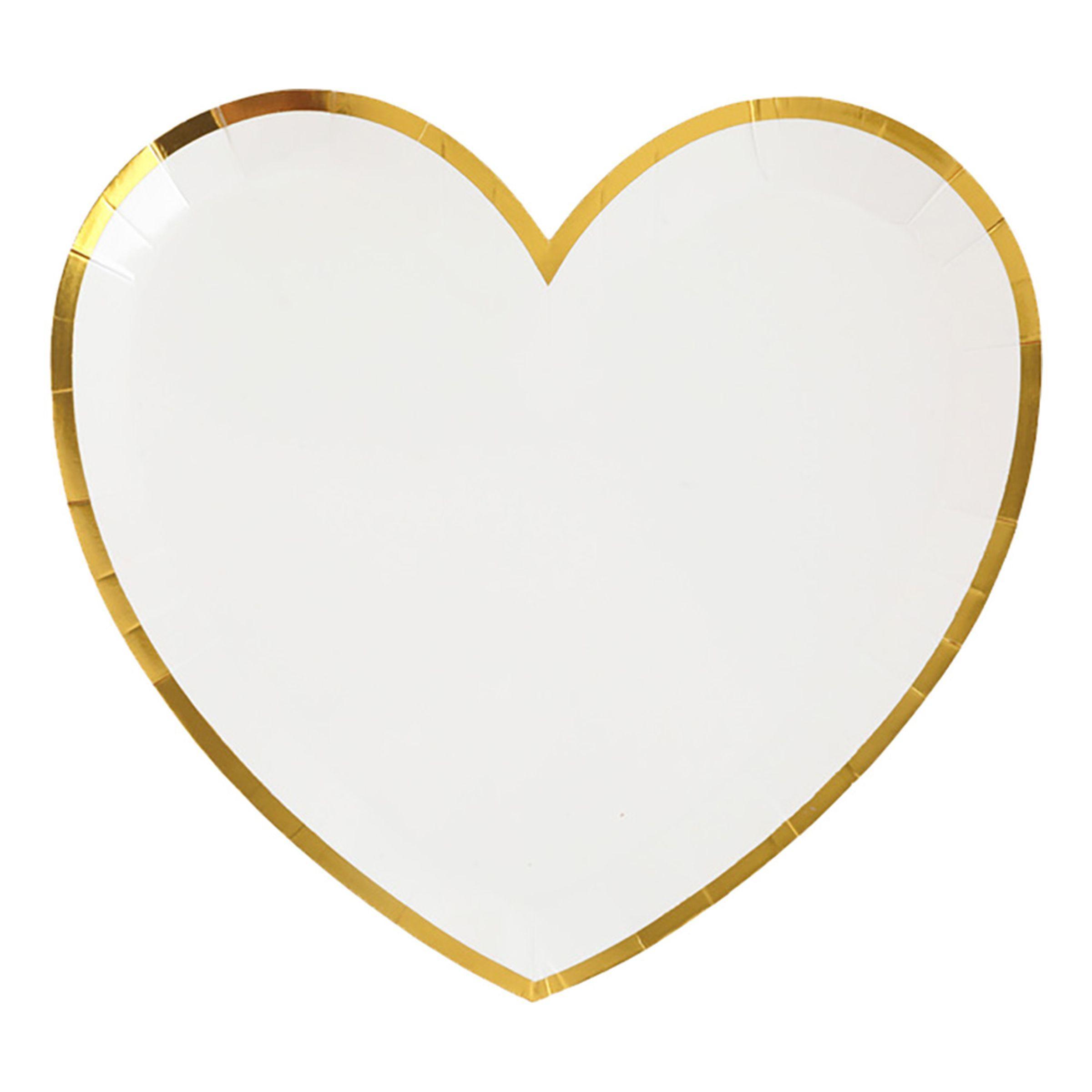 Pappersassietter Hjärtformade Vit/Guld 10-pack