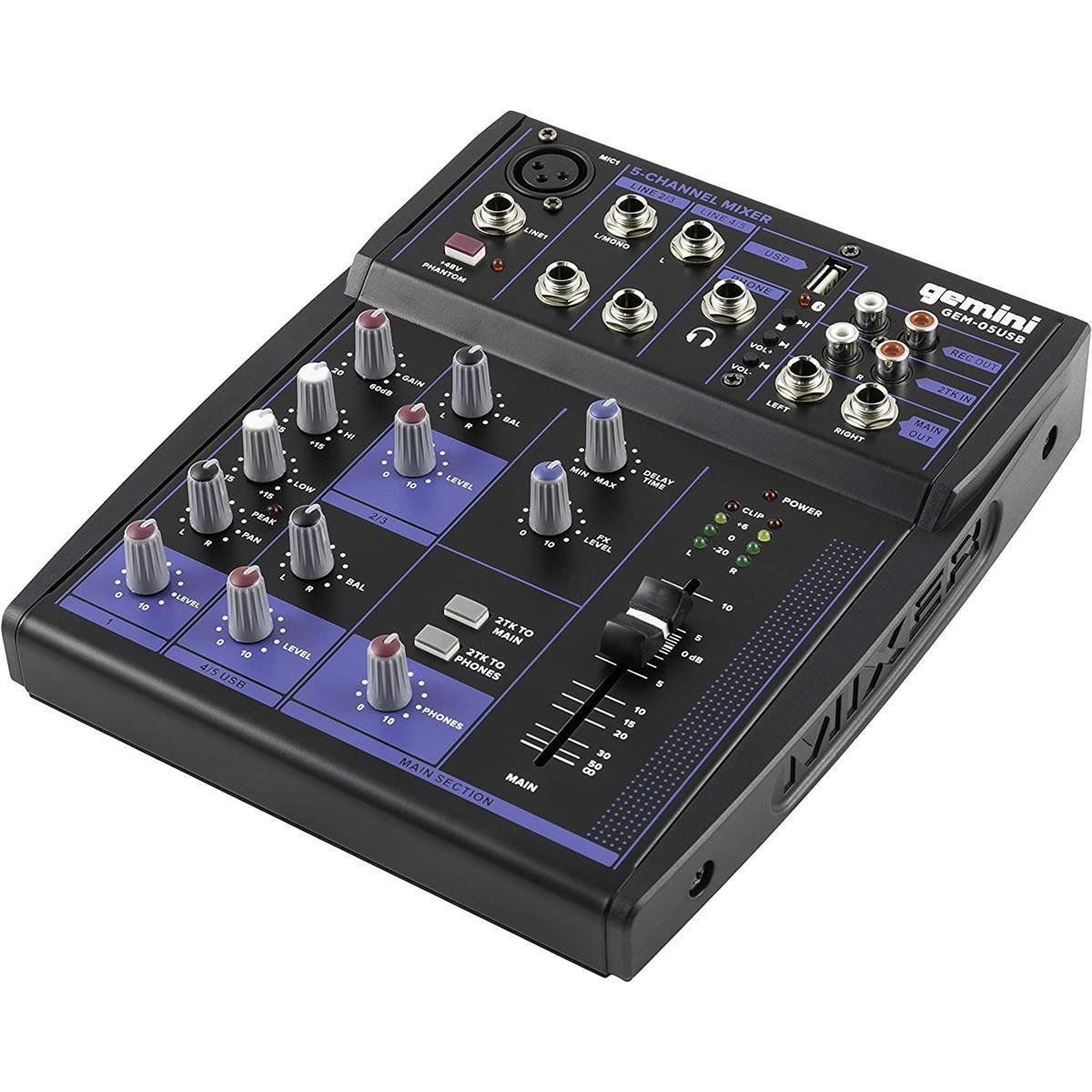 Gemini Compact 5-Channel Bluetooth Audio Mixer
