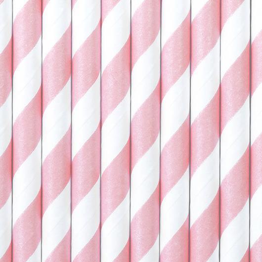 PartyDeco Straws White/Light Pink 10-pack