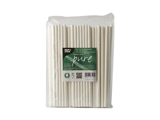 Papstar Papperssugrör Vita 100-pack