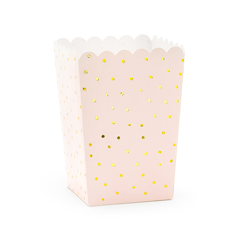 Popcornbägare Ljusrosa med guldprickar