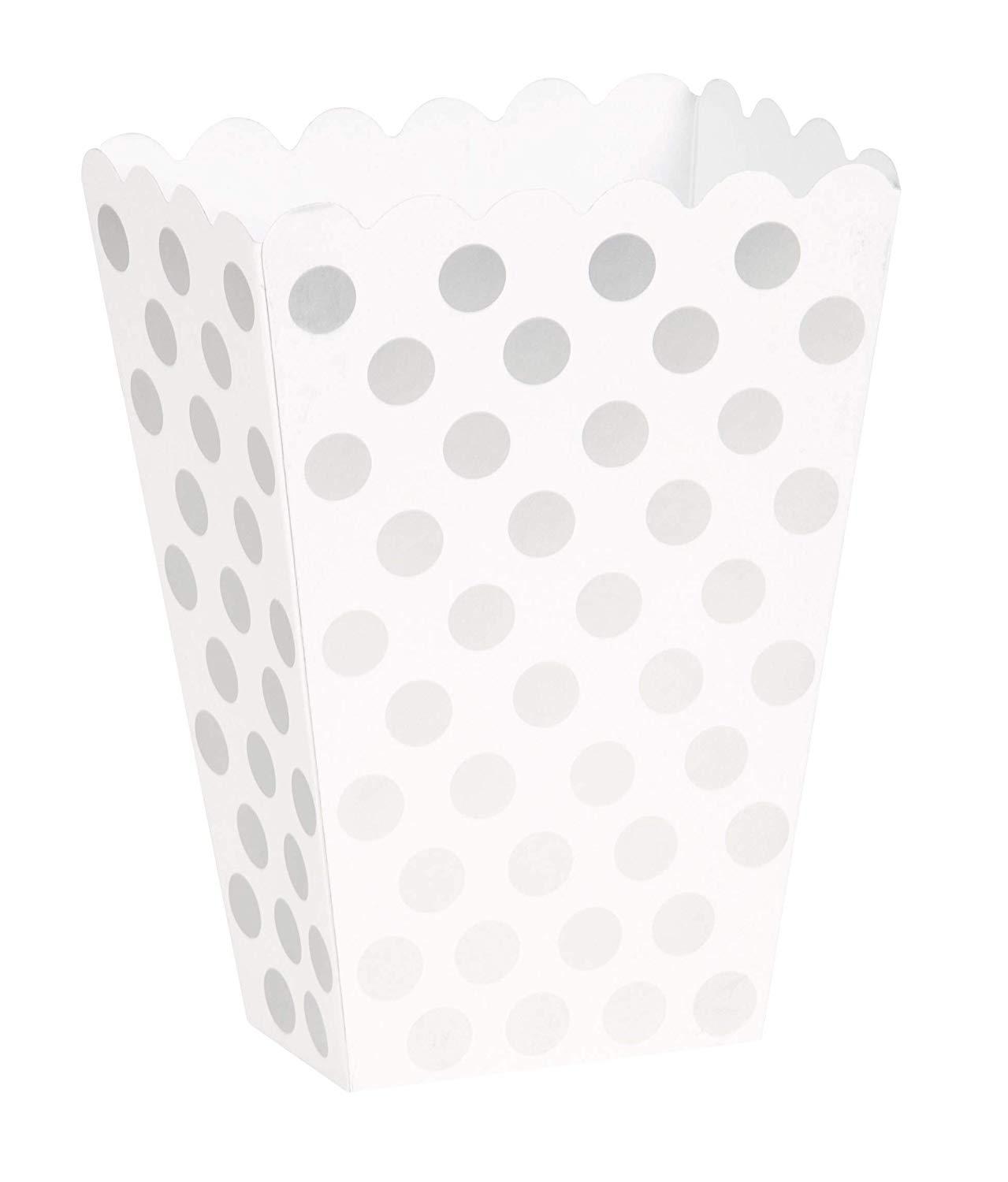 Unique Party Popcorn Box Silver/White 8-pack