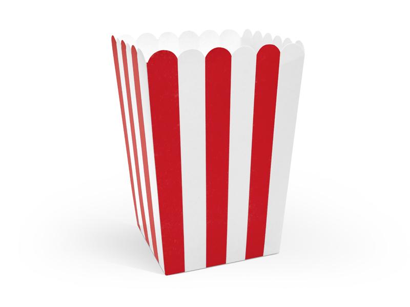 PartyDeco Popcorn Box Mix White/Red 6-pack