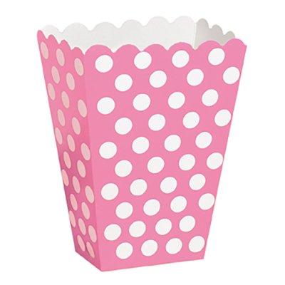 Unique Party Popcorn Box Pink/White 8-pack