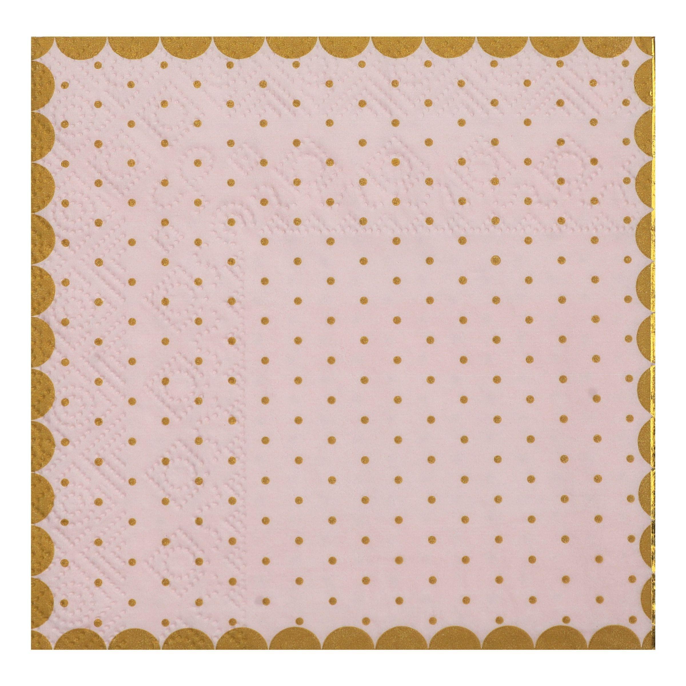 Kaffeservetter Prickiga Rosa/Guld 20-pack