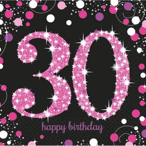 Amscan 30 år Servetter Sparkling pink
