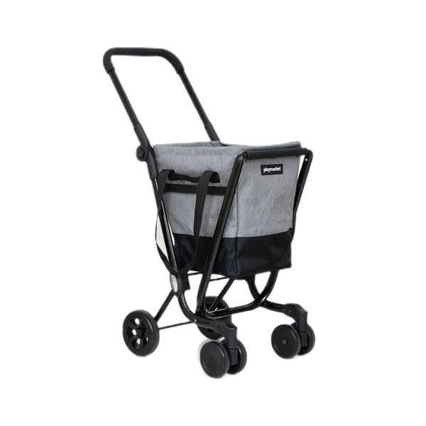Playmarket Shopping Cart Foldable With Wheels - Black/Grey