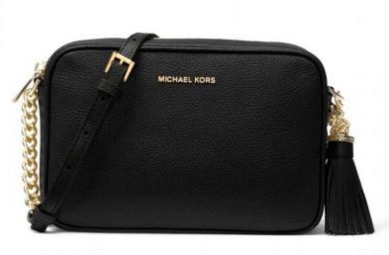 Michael Kors Jet Set Medium Pebbled Leather Crossbody Bag - Black
