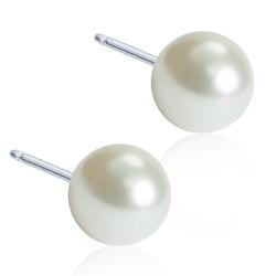 Blomdahl Skin-Friendly Earrings 6mm - Silver/Pearls