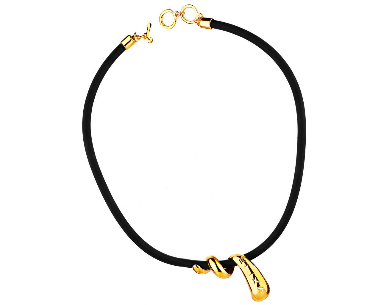 Elixa Brass Rubber Necklace - Gold/Black