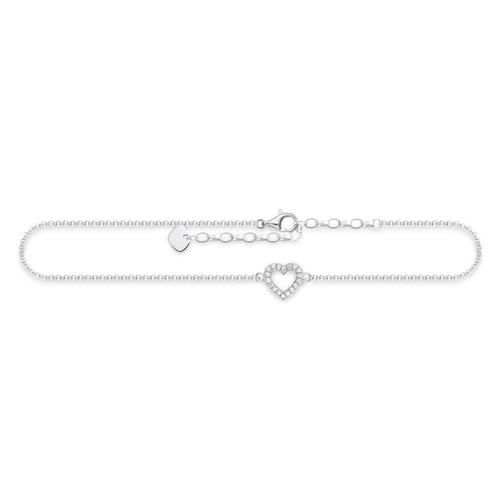 Thomas Sabo Heart Anklet - Silver/Transparent