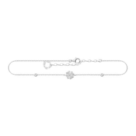 Thomas Sabo Charm Club Cloverleaf Anklet - Silver/Transparent