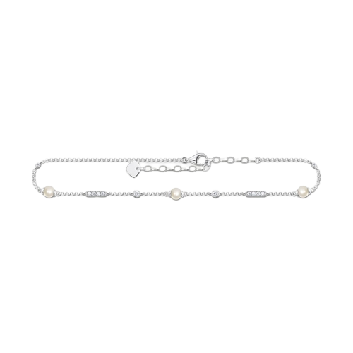 Thomas Sabo Charm Club Ankle Chain Anklet - Silver/Pearl/Transparent