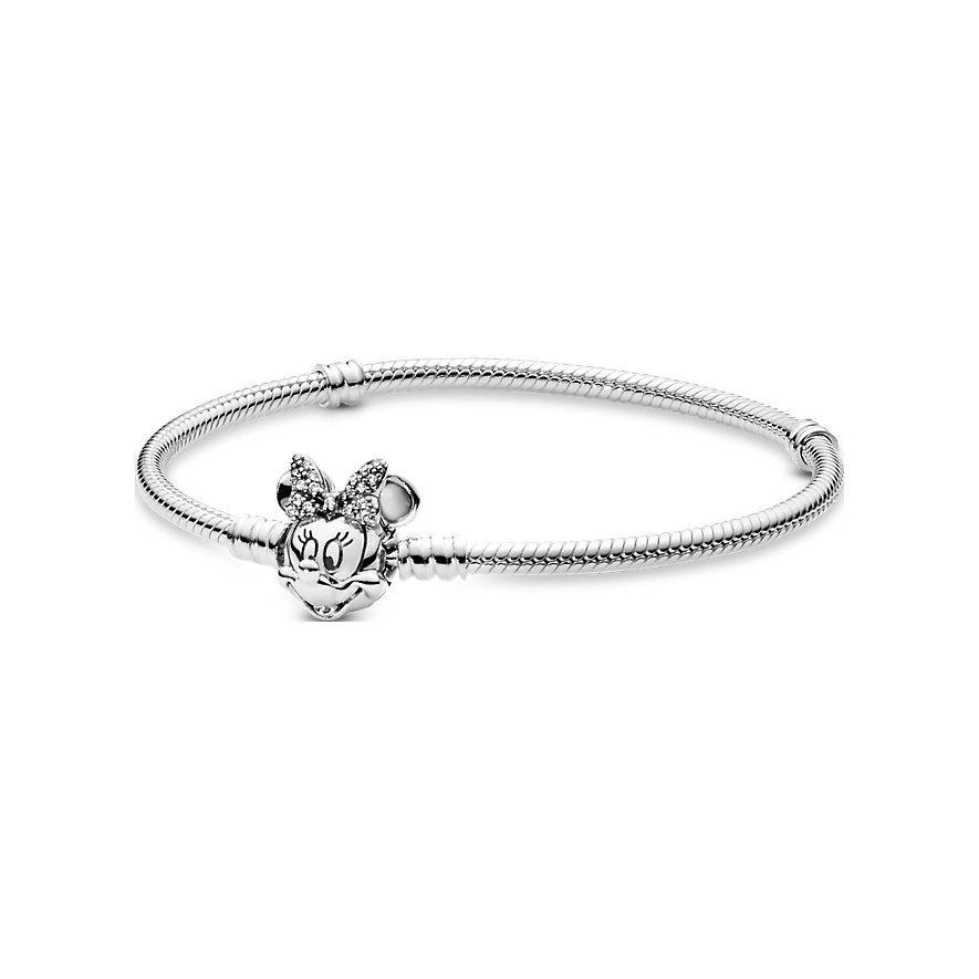 Pandora Disney Pavé Minnie Mouse Ball Clasp Snake Link Bracelet - Silver/Transparent