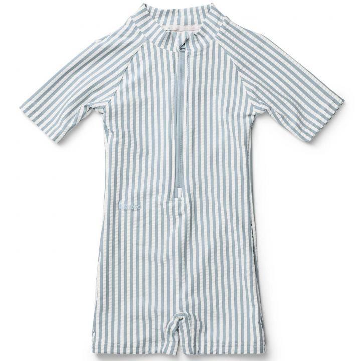Liewood Max Seersucker UV-dräkt Stripe Sea Blue/White