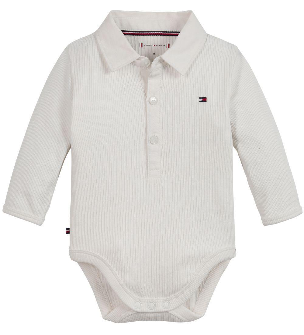 Tommy Hilfiger Baby Rib Collar Body L/S - Ancient White (KN0KN01575-YBH)
