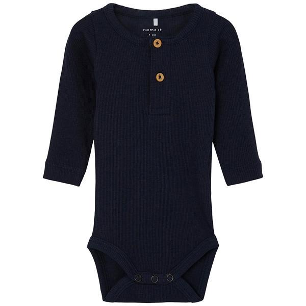 Name It Long Sleeved Rib Romper - Dark Sapphire (13198041)