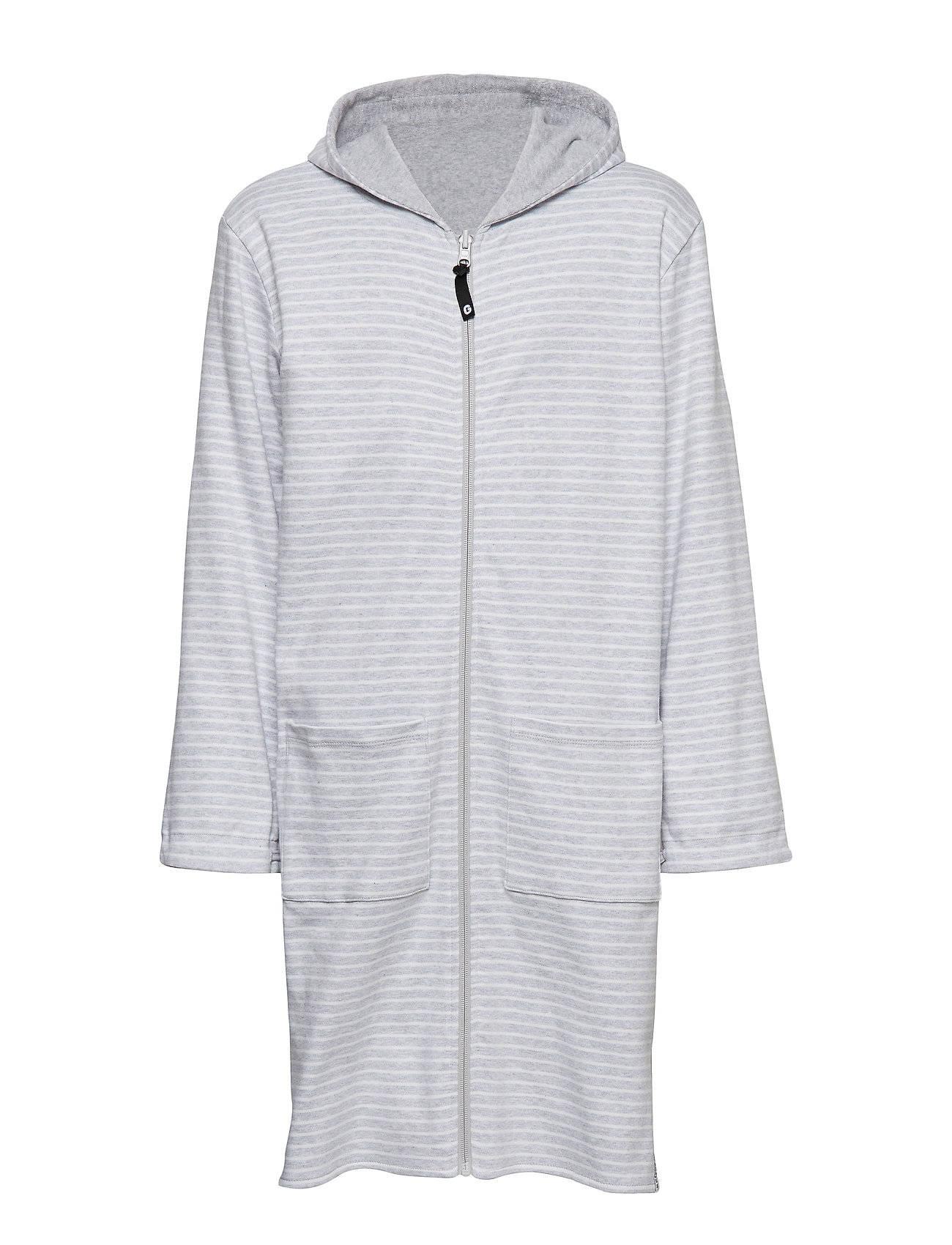 Geggamoja Classic Bathrobe - Light Grey Stripe