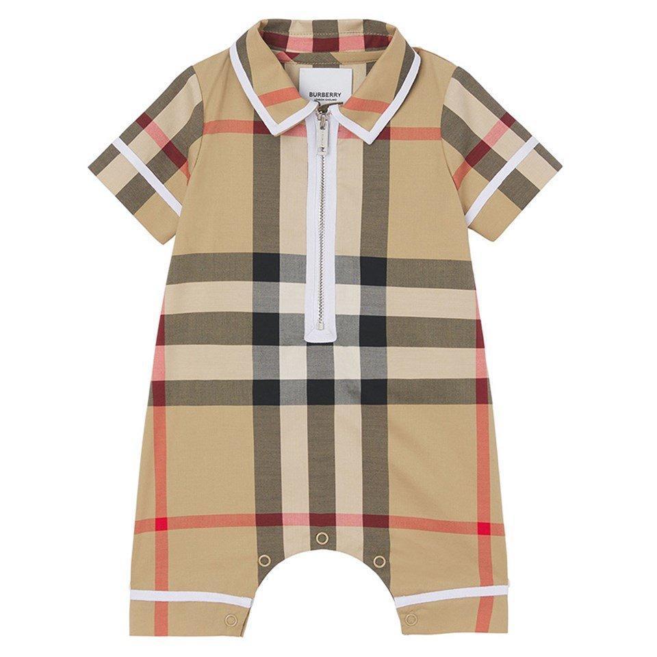 Burberry Baby Vintage Check Cotton Blend Playsuit
