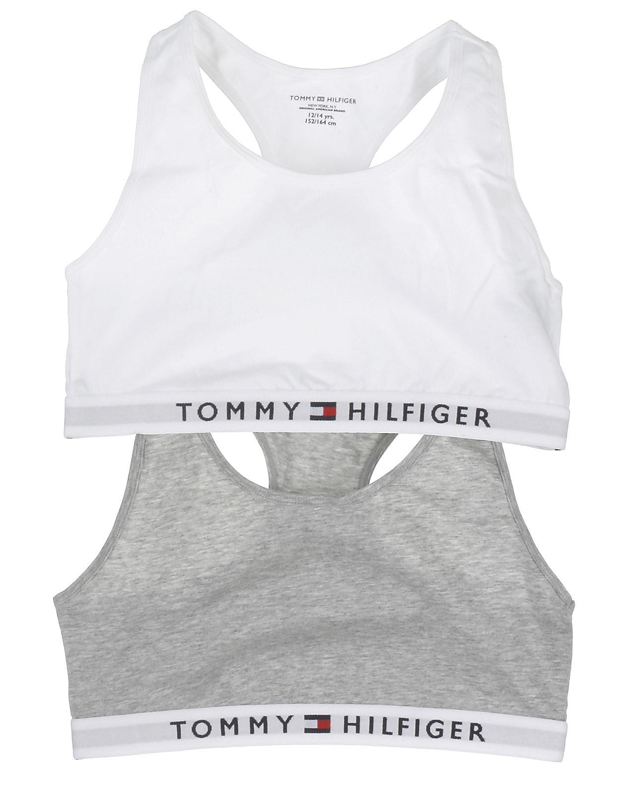 Tommy Hilfiger Organic Cotton Logo Bralette 2-Pack - Mid Grey Heather/White (UG0UG00381-0UD)