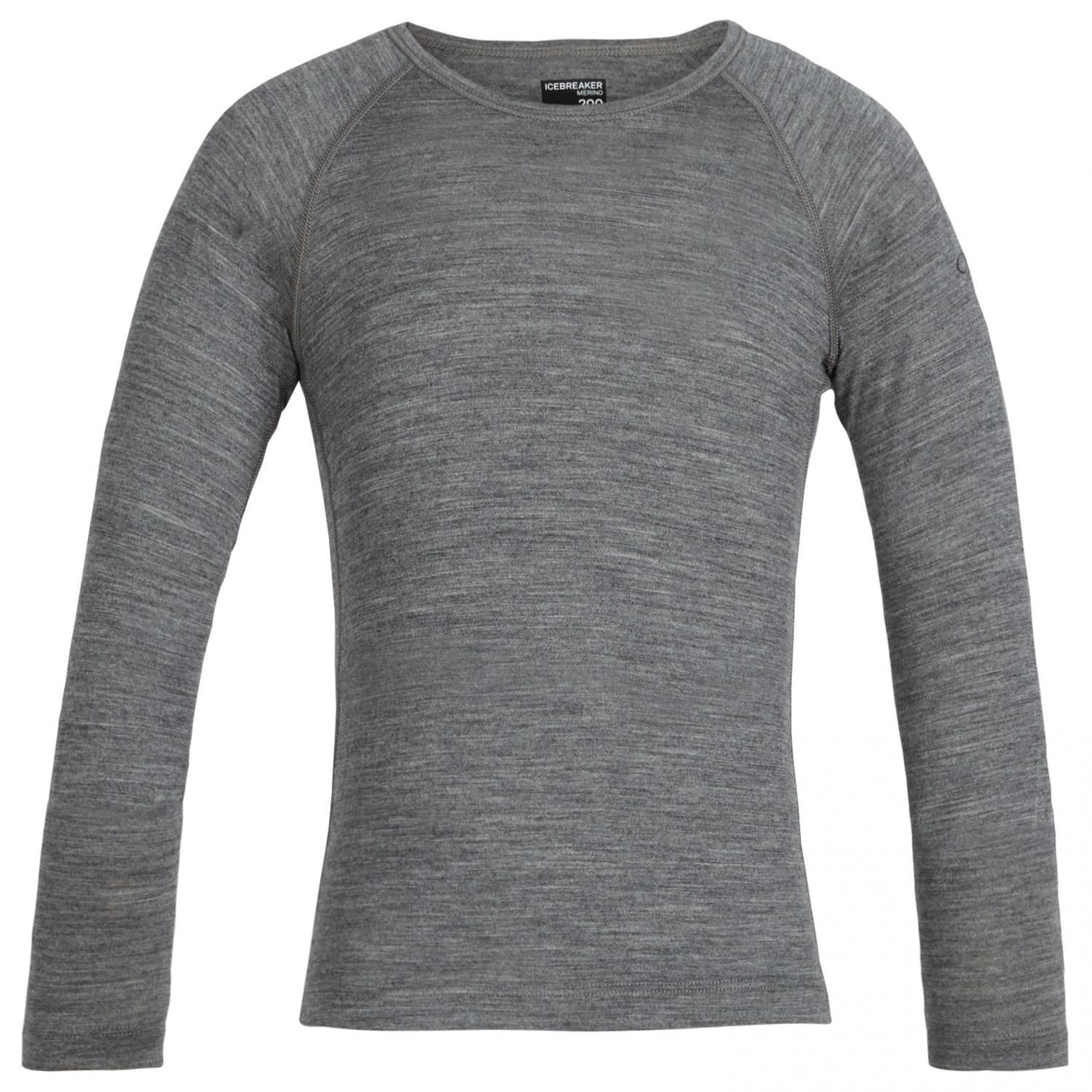 Icebreaker Kid's Merino 200 Oasis Long Sleeve Crewe Thermal Top - Gritstone Heather (104501)