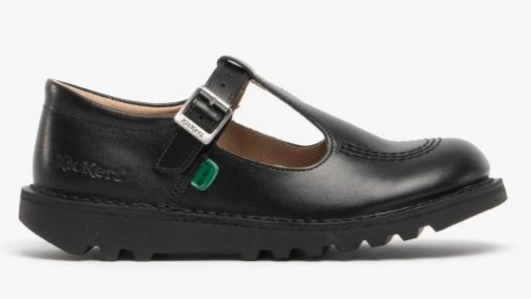Kickers Kid's T-Bar Leather Shoes - Black
