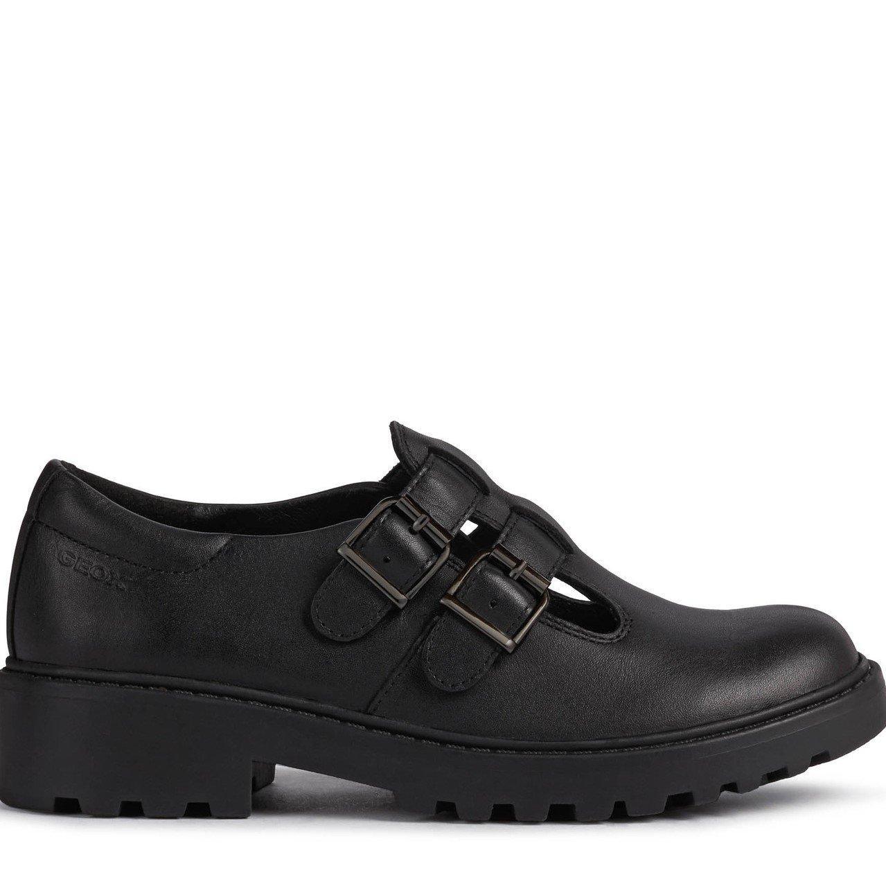 Geox Casey Double Buckle - Black Leather