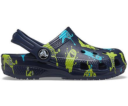 Crocs Kid's Classic Monster Print - Navy