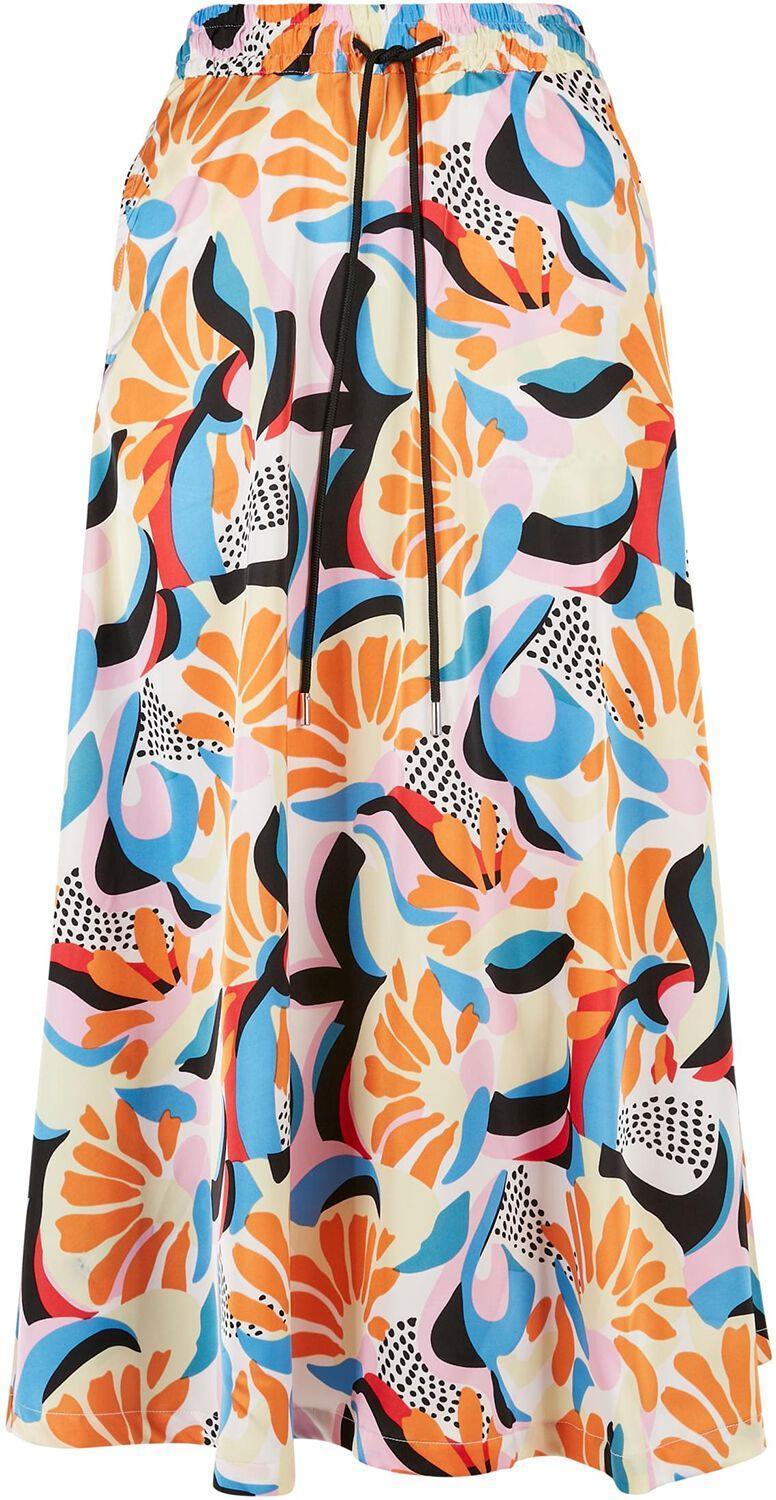 Urban Classics Ladies AOP Satin Midi Skirt Halvlång kjol Dam flerfärgad