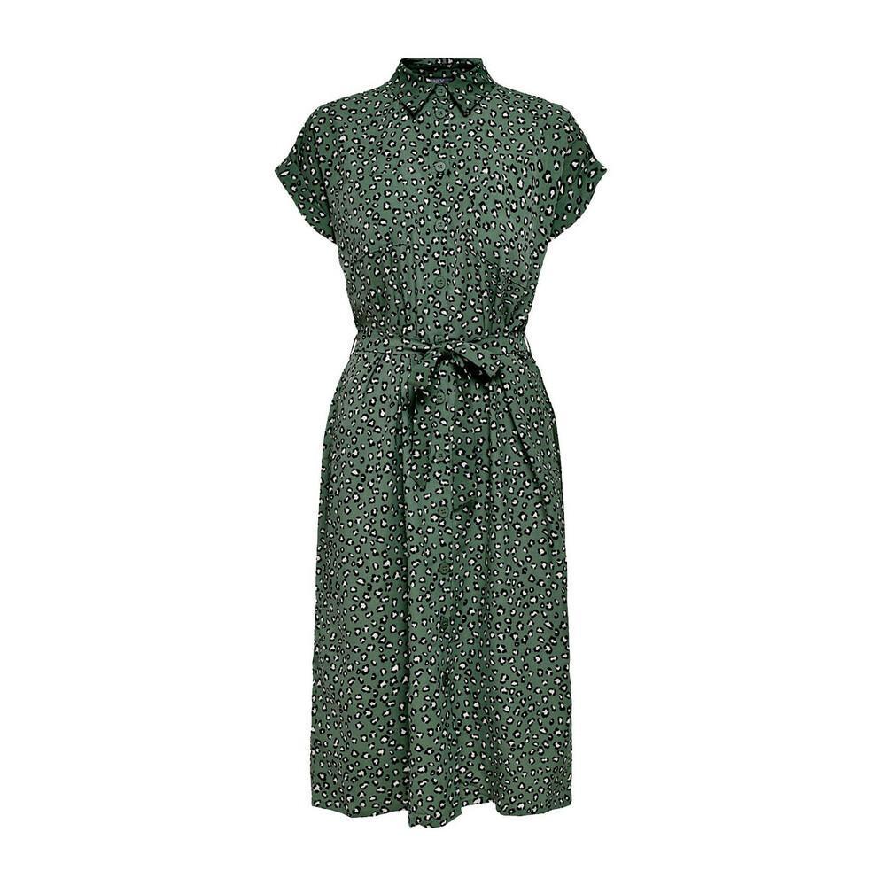 Only Midi Tie Belt Shirt Dress - Green/Laurel Wreath