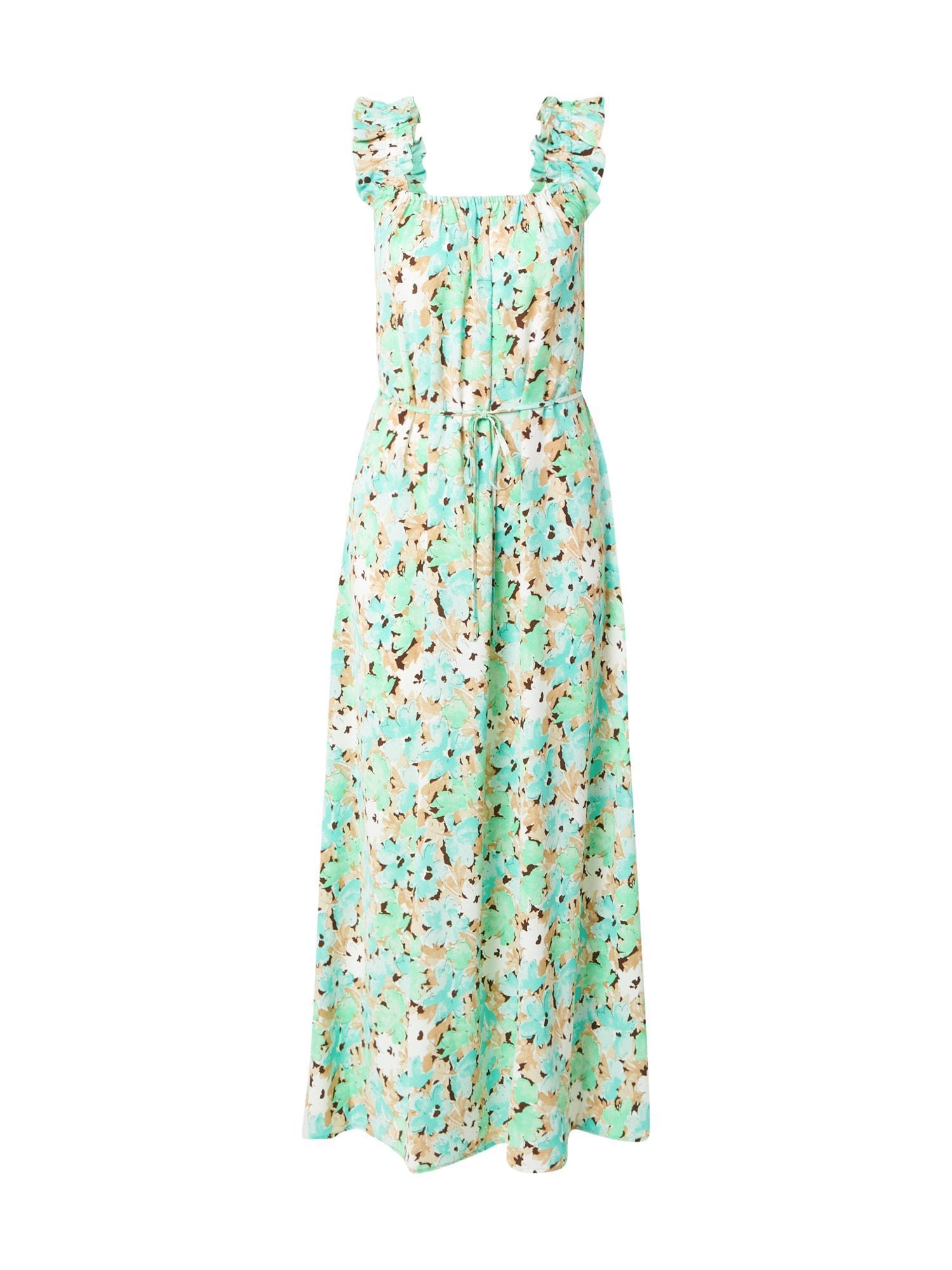 Love & Divine Sommarklänning mint ljusbeige mörkbrun jade